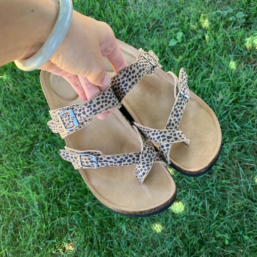 Leopard Sandal with Adjustable Buckle Straps